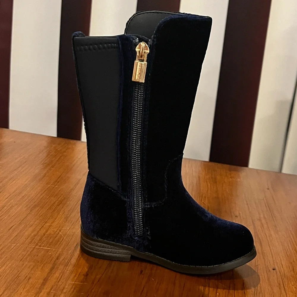 Michael Kors Emma Lily velour Boots new navy blue Girls Toddlers Size 5